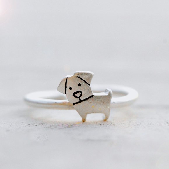 puppy Jewelry - Sterling Silver Dog Ring Cute Animal Ring